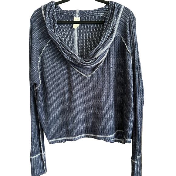 FREE PEOPLE | Purple Wildcat Thermal Waffle Knit, crossover cowl Neck | Small - Picture 2 of 7